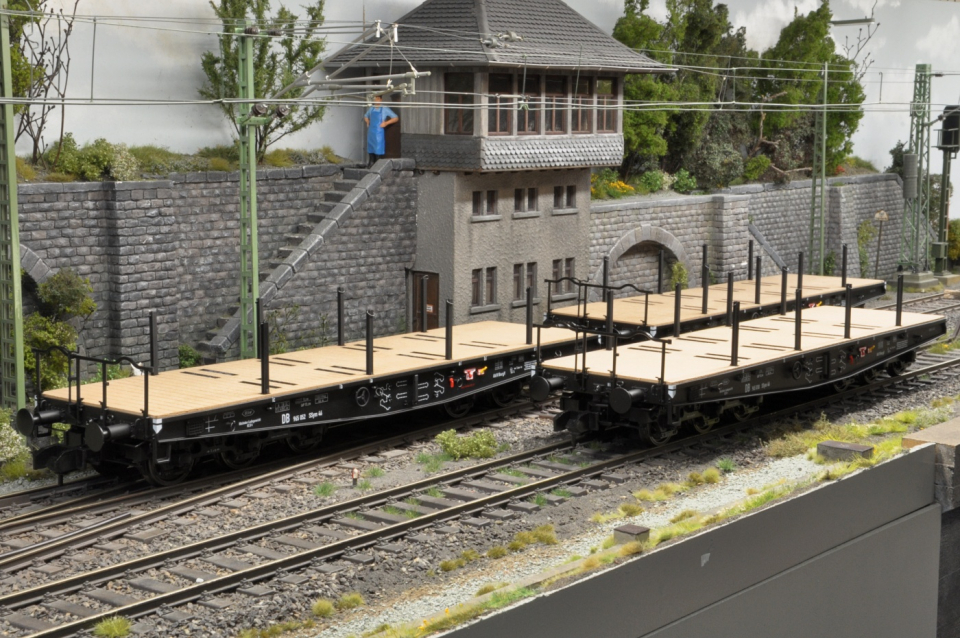 Bee's Modellbahn 3-tlg. Set, 6-Achs. Schwerlastwagen  "SSym" DB, Ep III