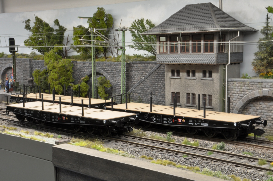 Bee's Modellbahn 3-tlg. Set, 6-Achs. Schwerlastwagen  "SSym" DB, Ep III