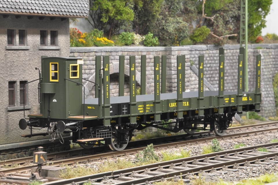 Steiner Modellwerke Rungenwagen mit Bremserhaus, Ep. I der K.Bay.Sts.B mit NEM-Radsätzen